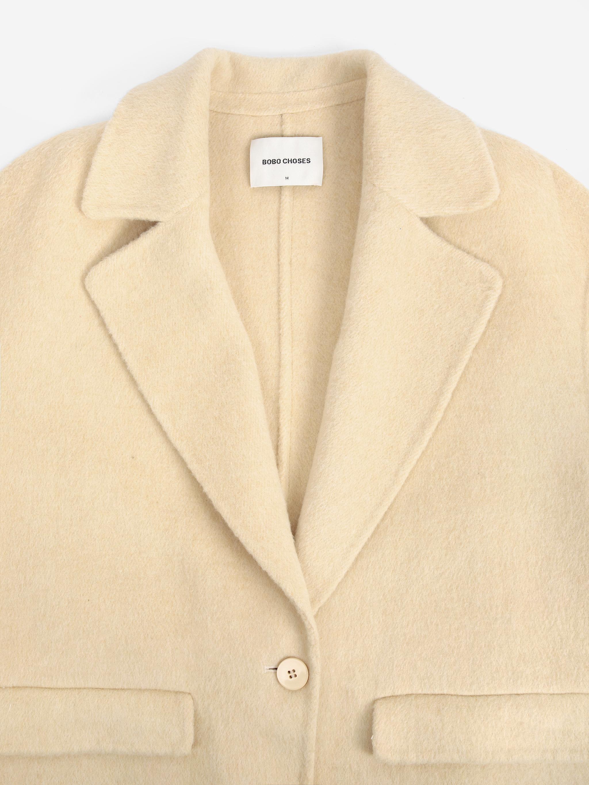 Bobo Choses Hand Made Wool Coat Light Yellow Damen Wollmantel gelb
